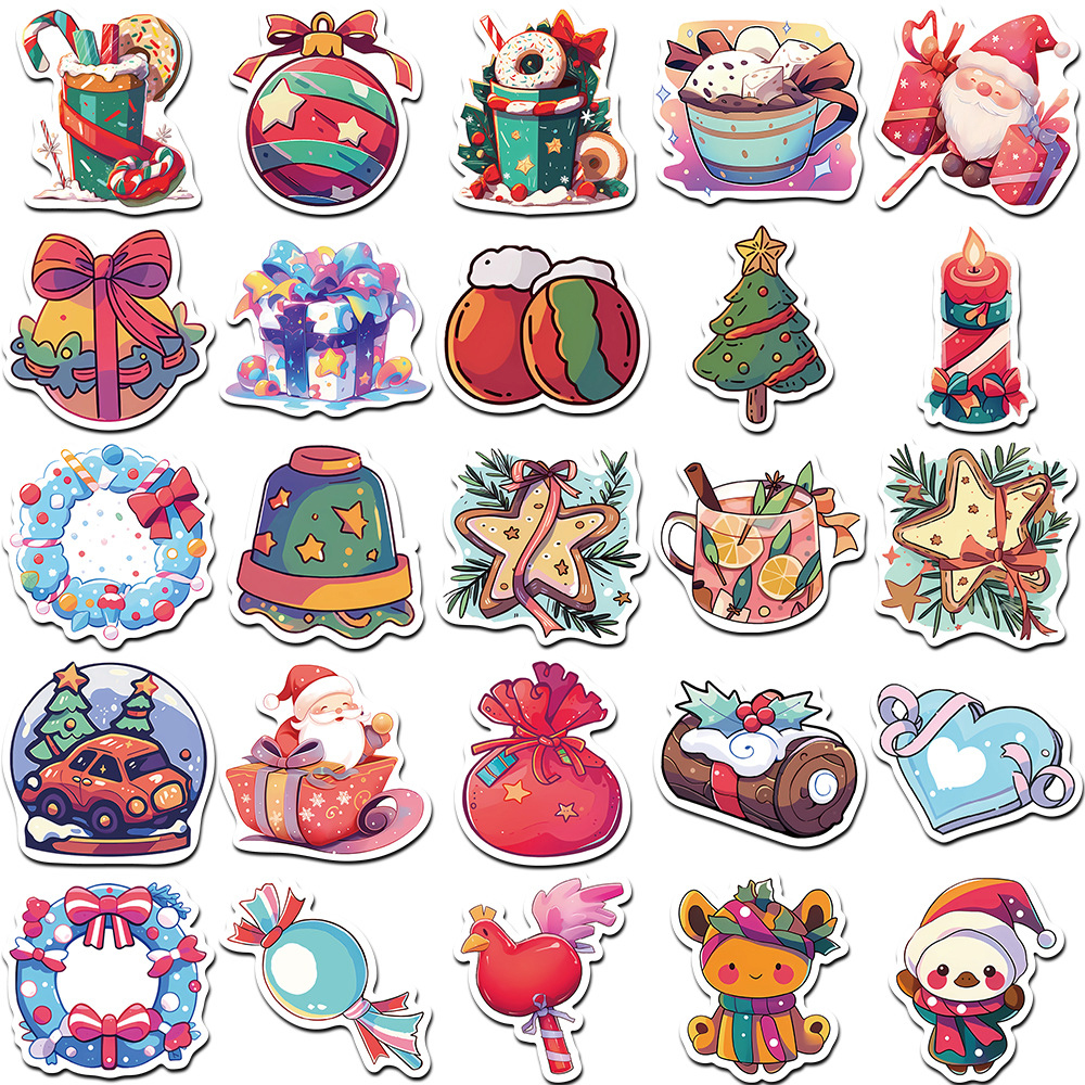10/30/50pcs Kawaii Cartoon Christmas Art Aesthetic Stickers Pack for Kids Toy Diary Laptop Scrapbook Decoration Graffiti Sticker