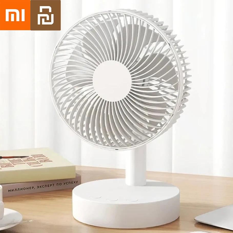 Ventilador Xiaomi Youpin pequeño temporizador de escritorio blanco silencioso con ventilador portátil ajustable de cuatro velocidades modelos de recarga ventilador de escritorio desmontable