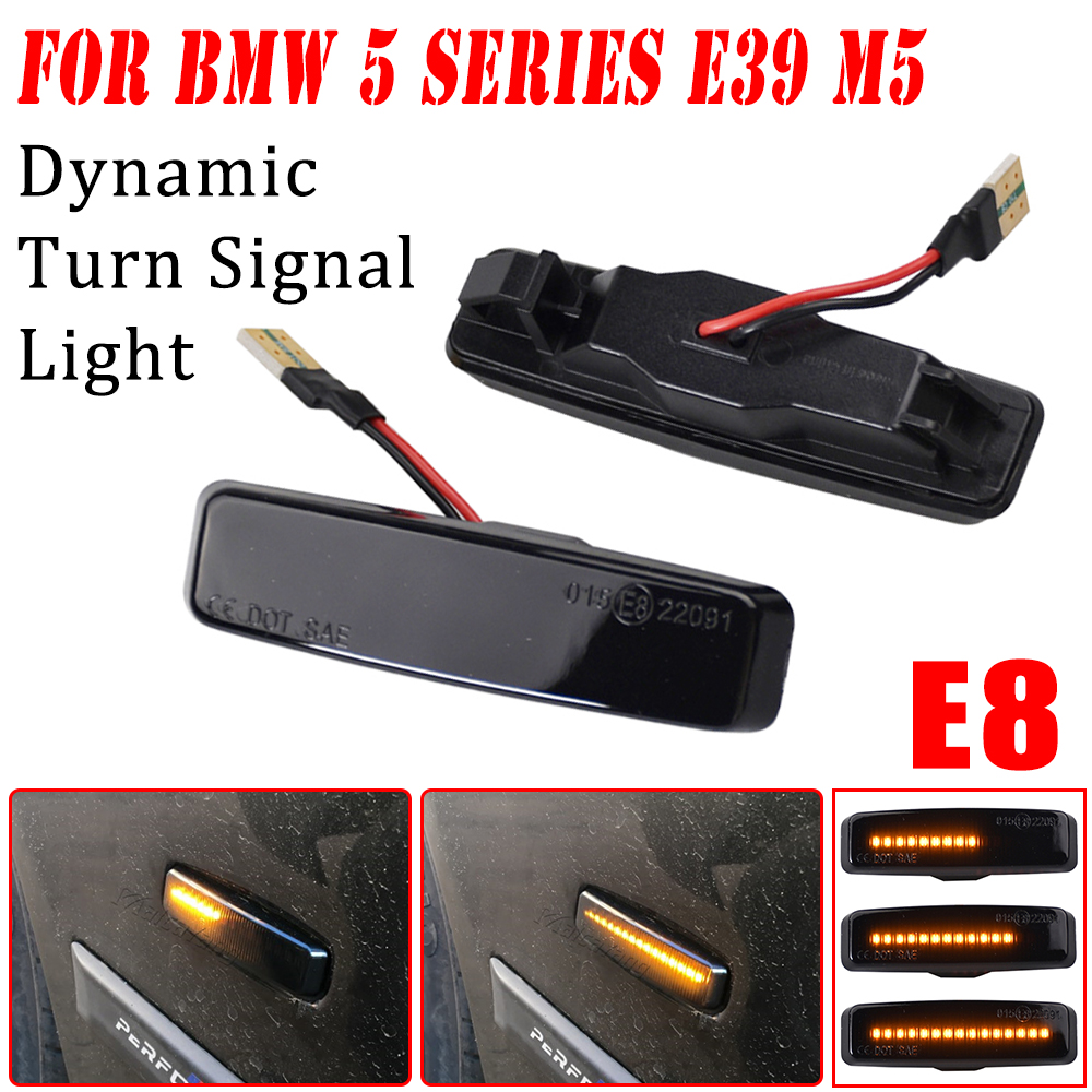 Luz Led de intermitente dinámica, marcador lateral, guardabarros, lámpara secuencial, cubierta embellecedora de indicador intermitente para BMW Serie 5 E39 1995-2003 M5