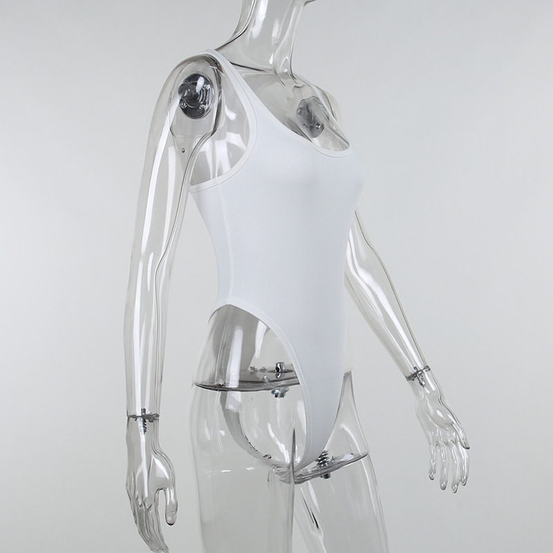 Bodysuit de malha sem mangas verão quente sexy bodycon fora do ombro halter topos casual corpete de rua para mulher clubwear