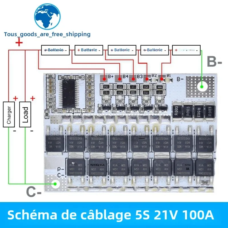 TZT 5S 4S 3S BMS 100A 21V 18V 16.8V 12V 18650 Li-ion LMO batterie au Lithium ternaire Protection Circuit imprimé Balance charge