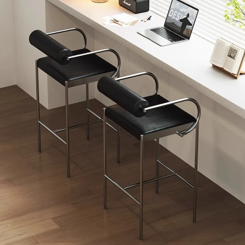 Scandinavian Bar Stool Industrial Chic Counter Height Stool with Backrest Modern Minimalist Kitchen Island Stool for Home/Cafe