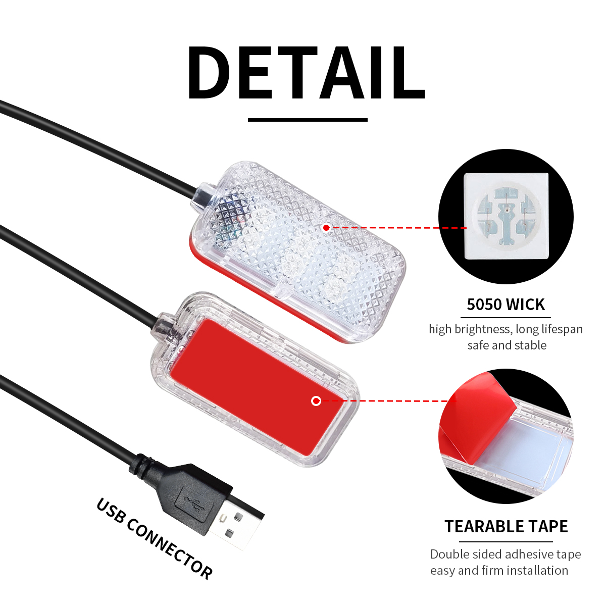 ใหม่ LED ภายในรถ Ambient Foot Strip Light Kit Backlight 5V USB Auto ตกแต่งบรรยากาศโคมไฟนีออนอุปกรณ์เสริมรถยนต์