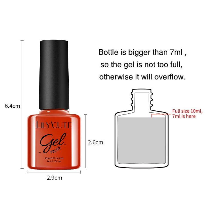 LILYCUTE 7ml Gold Sparkling Glitter เจลเล็บกึ่งถาวร UV เจล Soak off UV LED เล็บเจลเคลือบเงาสําหรับเล็บ DIY