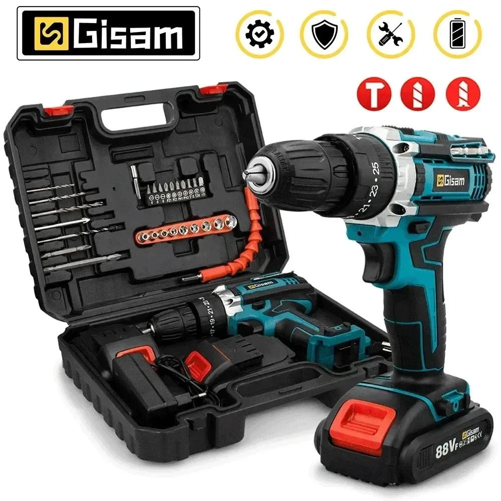 Gami – tournevis à percussion à batterie, perceuse sans fil multifonctionnelle, outil électrique 25 + 3 réglages de couple, tournevis électrique à 2 vitesses