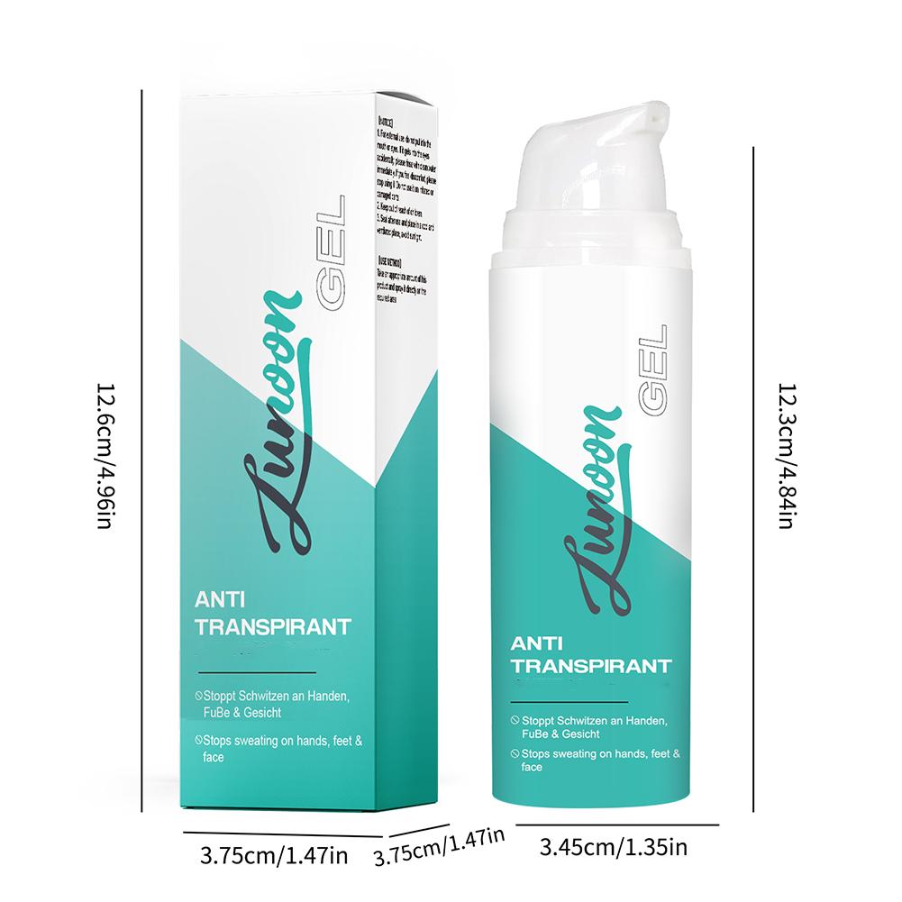 Gel antitranspirante 50ml contra manos sudorosas, pies sudorosos y sudoración en la cara contra la sudoración pesada en la cabeza