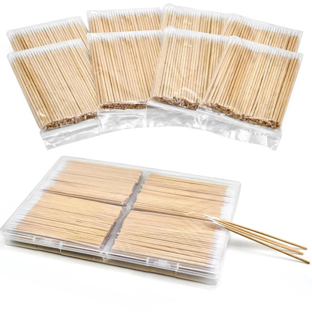 100/300/500/900/1000/3000 piezas, hisopos de algodón, puntas de doble precisión con palo de papel para maquillaje (forma de doble punta)