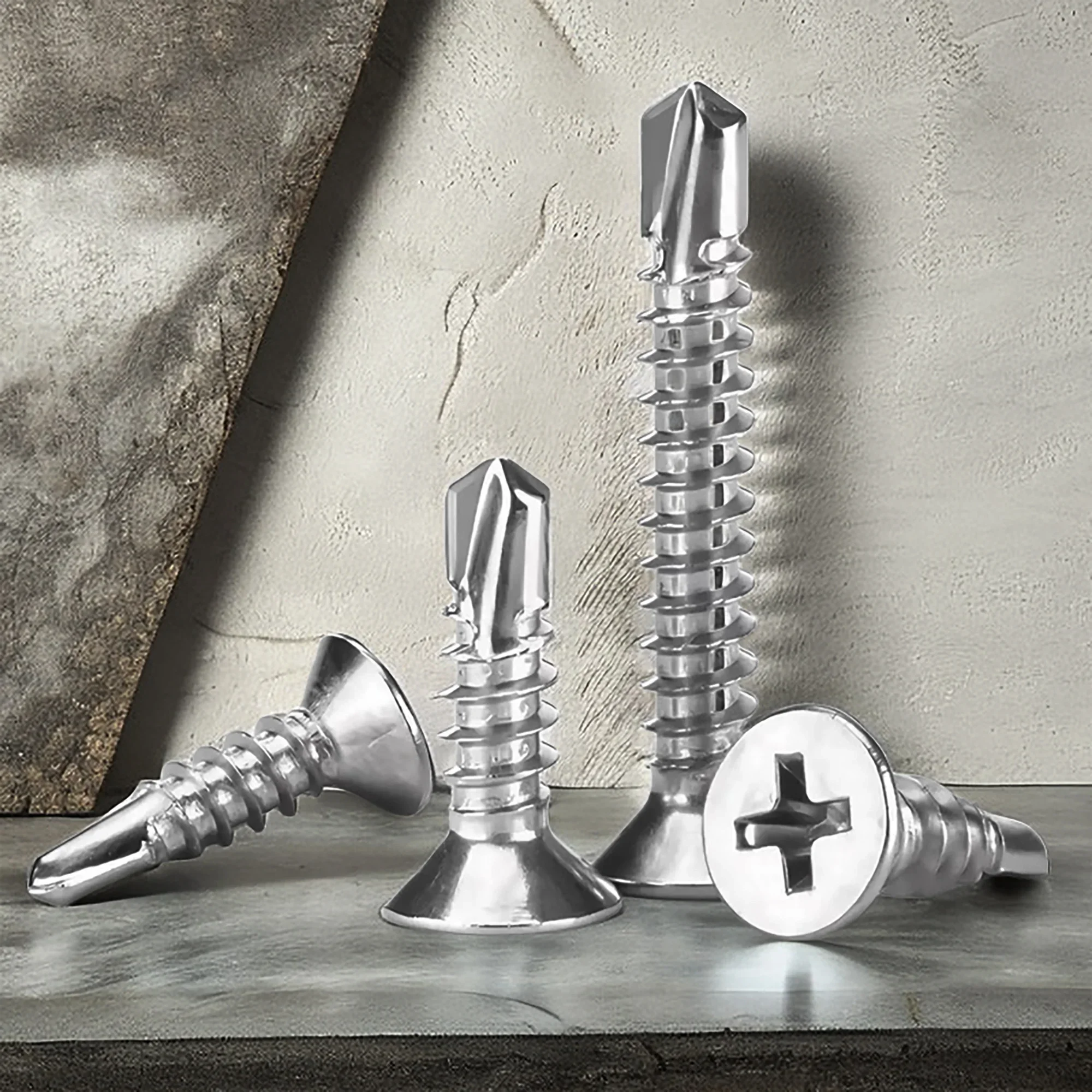 50 piezas # 8 tornillos autorroscantes para chapa metálica M4.2 410 tornillos autoperforantes rápidos de alta resistencia con cabeza plana de acero inoxidable 410