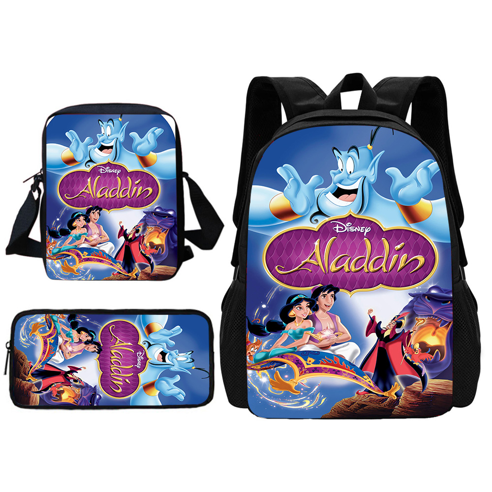 Disney Aladdin Magic Lamp Kind Schulrucksack mit Umhängetasche Bleistiftbeutel Schultaschen für Jungen Mädchen Bestes Geschenk