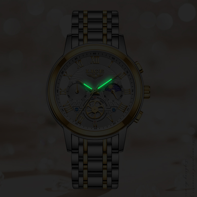 LIGE, nuevo reloj de pulsera creativo de acero para mujer, relojes de pulsera para mujer, reloj de lujo para mujer, reloj femenino resistente al agua a la moda