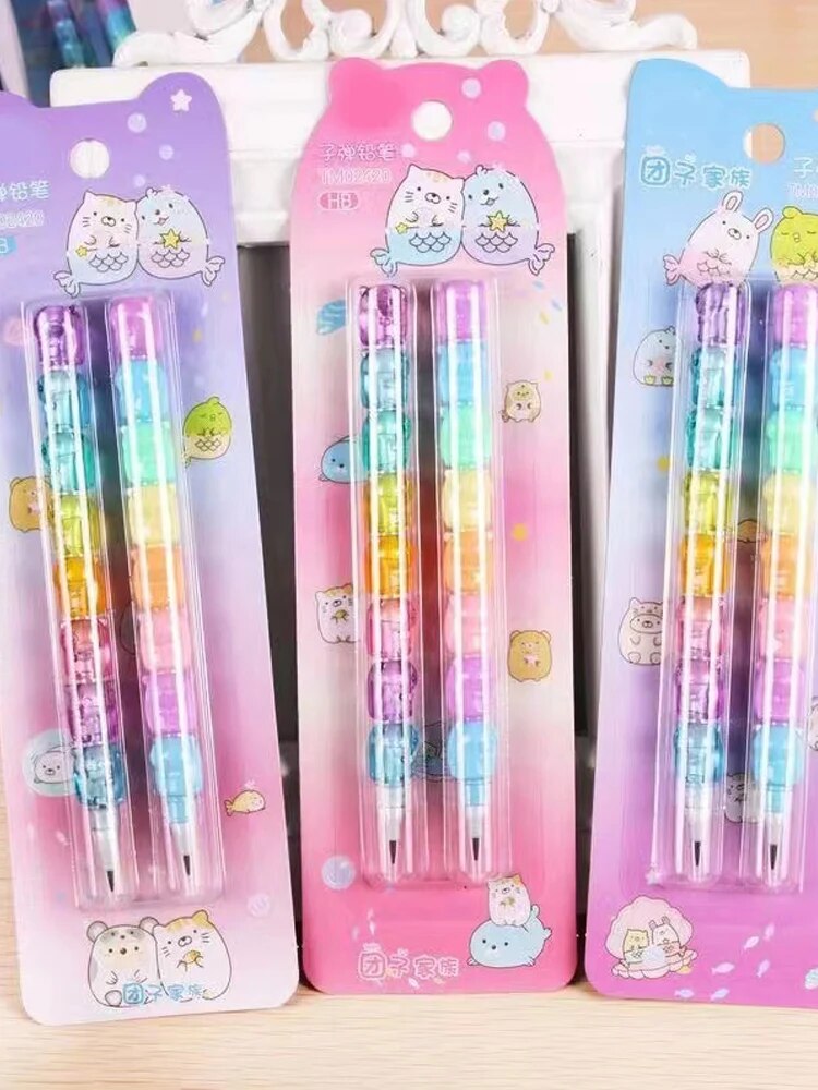 2pcs/Set Cute Bear Non Sharpening Mechanical Pencil Student Writing Pen School Office Supplies Pencil Stationery Gifts
