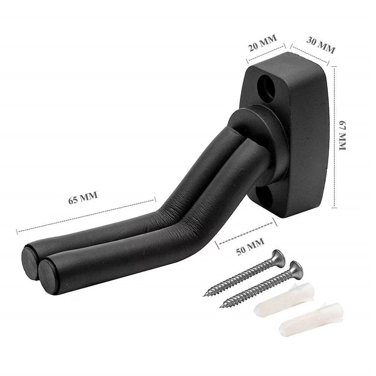 Miwayer Gancio per montaggio a parete per chitarra Gancio per chitarra nero Gancio a muro per chitarre di tutte le dimensioni Basso Mandolino Banjo Ukulele