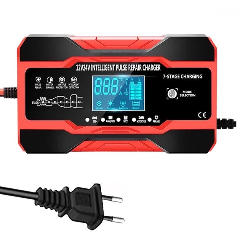 12V-24V Autobatterie ladegerät voll automatisch 12V 10a digitales Autobatterie ladegerät Impuls reparatur für Agm Gel nasse Blei Säure