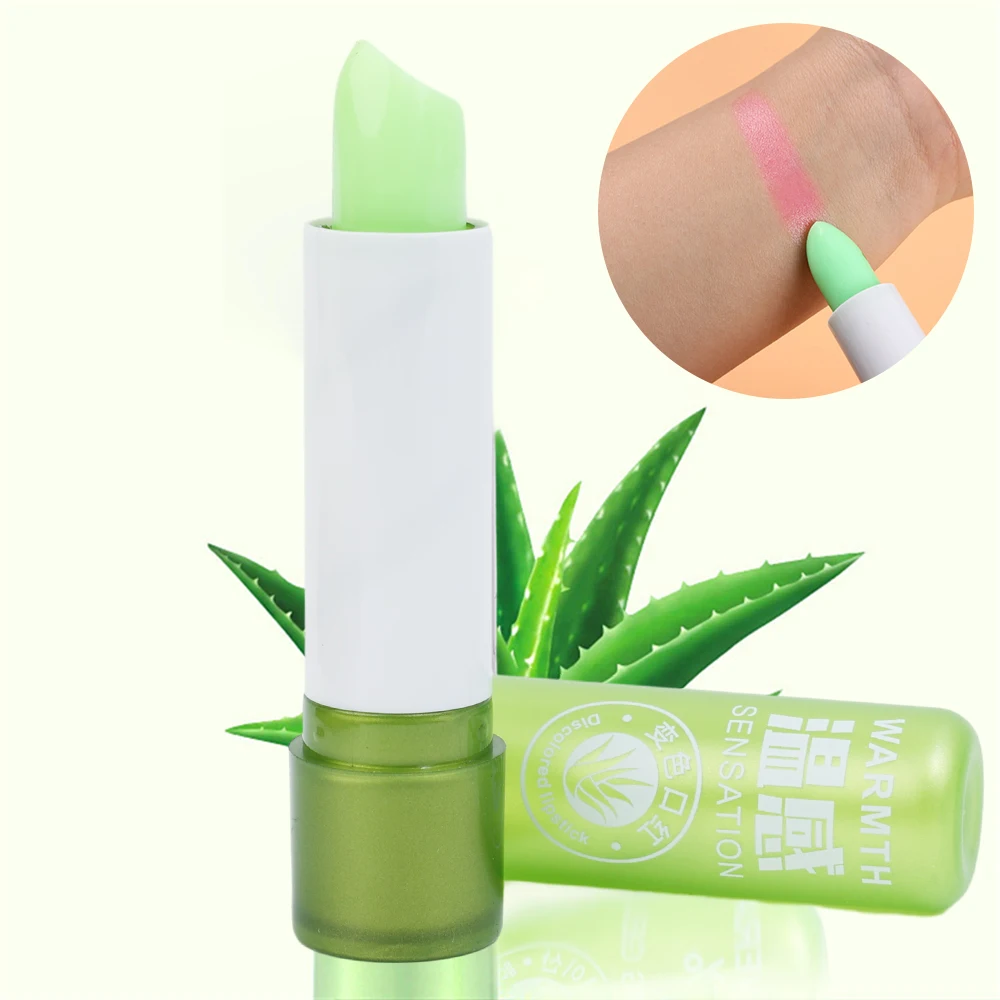 1 bálsamo labial hidratante de larga duración, lápiz labial Natural de Aloe Vera, Color que cambia de humor, lápiz labial hidratante de larga duración, maquillaje de labios