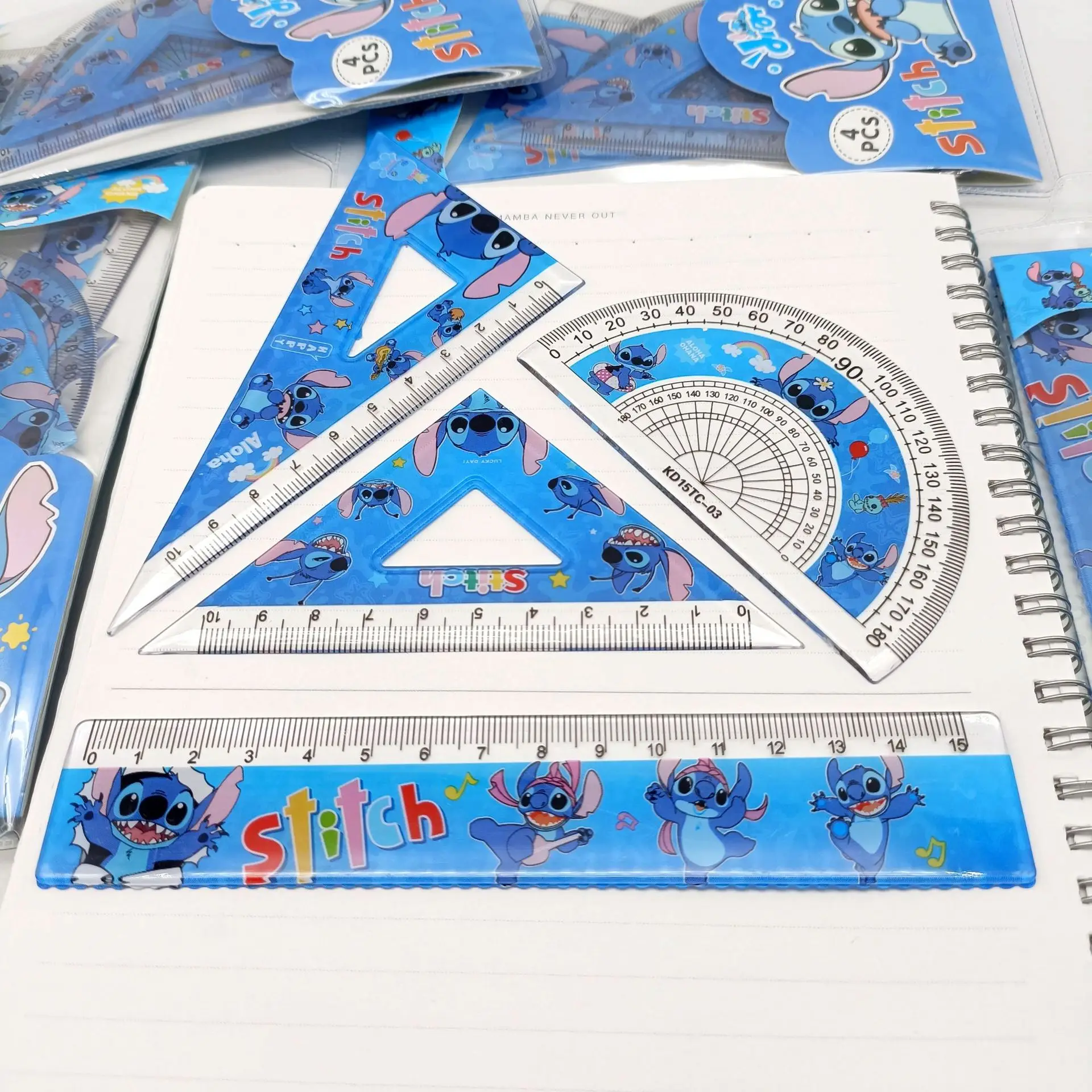 1 set Disney Stitch set di righelli creativi studente studio cancelleria righelli triangolo goniometro materiale scolastico regalo per bambini all'ingrosso