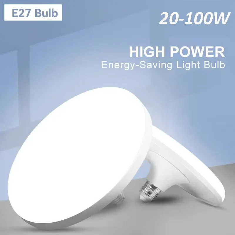 220V E27 슈퍼 밝은 LED 전구 20W 30W 40W 60W 100W UFO Led 조명 실내 차가운 흰색 조명 테이블 램프 차고 조명，led거실등