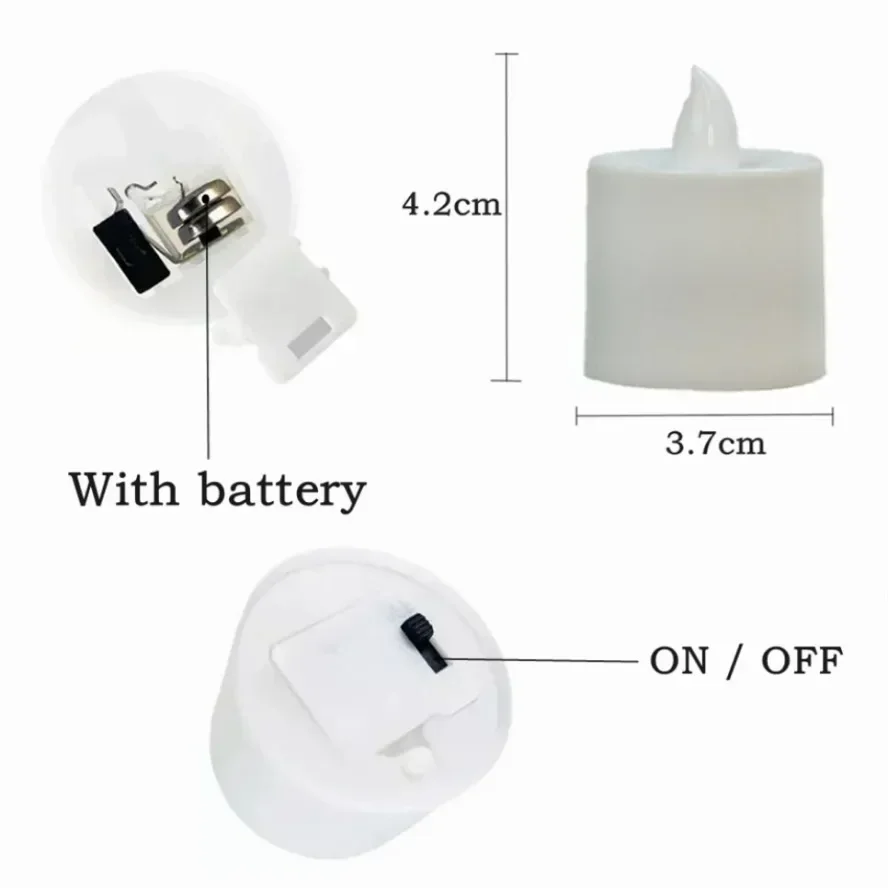 Vela de simulación LED con interruptor de batería, velas sin llama para boda, hogar, decoración navideña, luz cálida, 50/24 Uds.