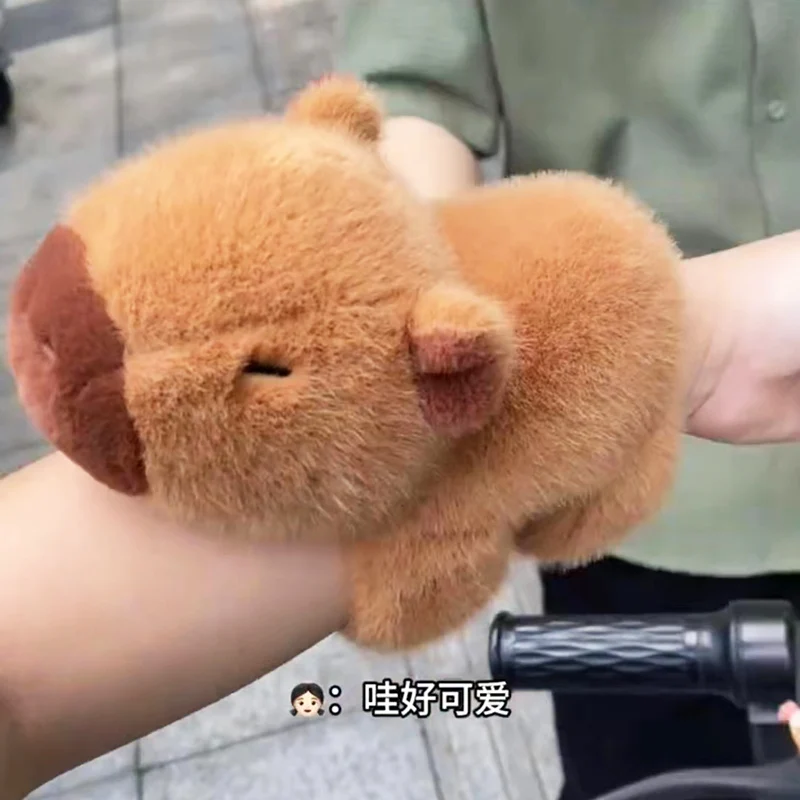 Urocza kapibara zwierząt Slap Snap Wrap bransoletka na nadgarstek pluszowe wypchane zwierzę Kawaii kapibara pierścień na rękę opaska na nadgarstek Kid śmieszne zabawki
