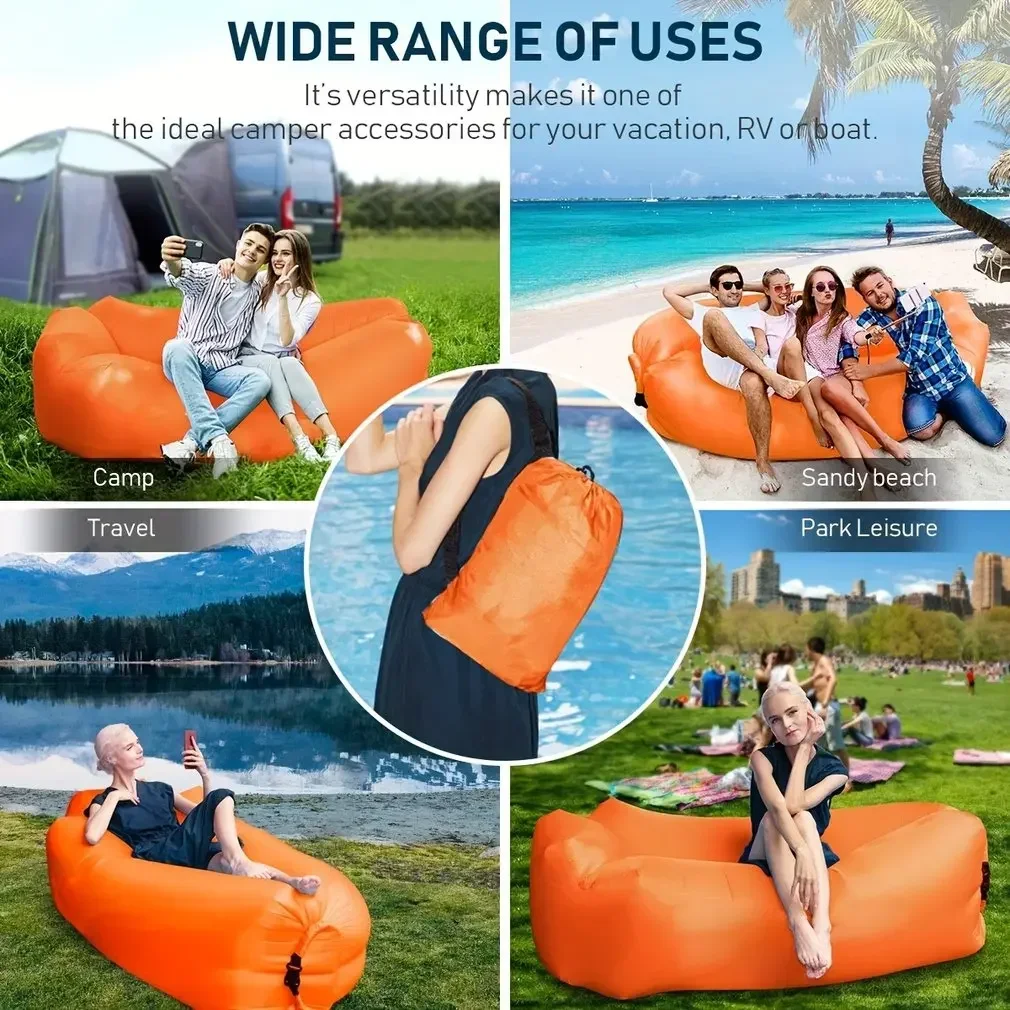 Sillón inflable portátil para exteriores, sofá inflable plegable para acampar, cómodo muebles de exterior, colchón de aire para acampar
