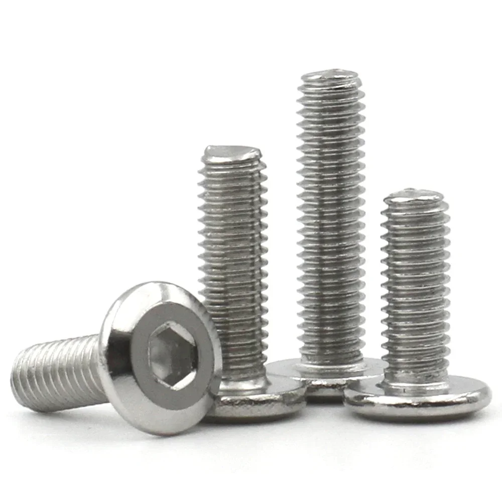 50 / 10 / 5 M3 M4 M5 M6 M8 304 Stainless Steel Flat Hex Hexagon Large Furniture Socket Rivet Screw Joint Connect Allen Head Bolt
