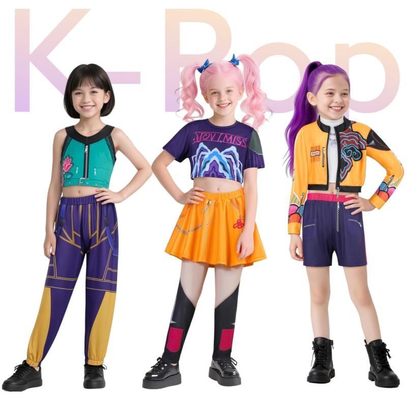 2025 Nuovo Film K-Pop Mira Rumi Zoey Hunters Costume Cosplay Carnevale di Halloween Demone Fase Modello Stampato 3D Gioco di Ruolo Vestiti