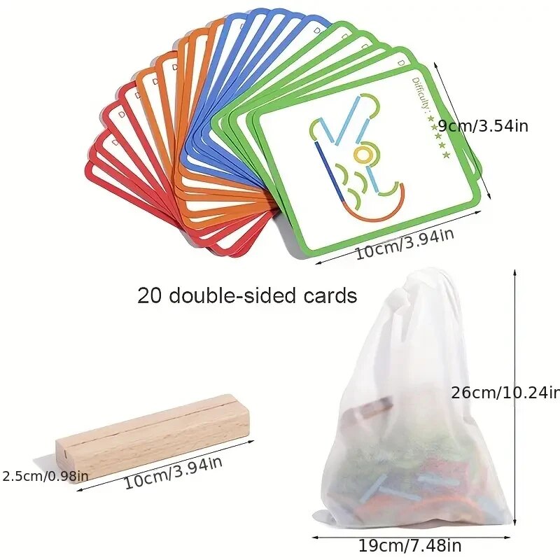 Bastoni e anelli creativi in legno Puzzle Gioco di intelligenza Montessori Giocattoli educativi precoci Blocchi di costruzione assemblati Regali fai da te