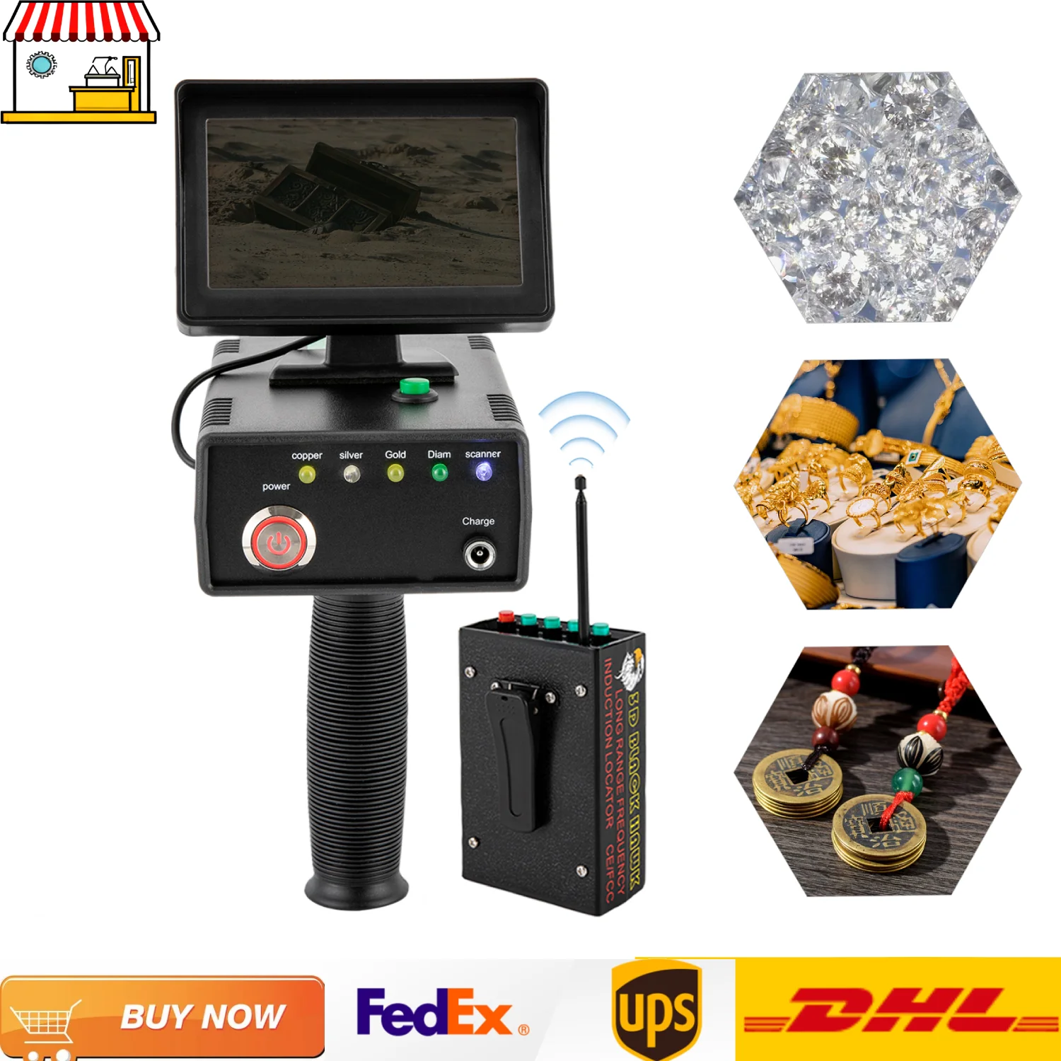 Metaaldetector met een LED-display van 5,6-6 kHz |   1200 m bereik 30 m diepte Hoge nauwkeurigheid ondergronds goud, zilver, koper, diamantscanner
