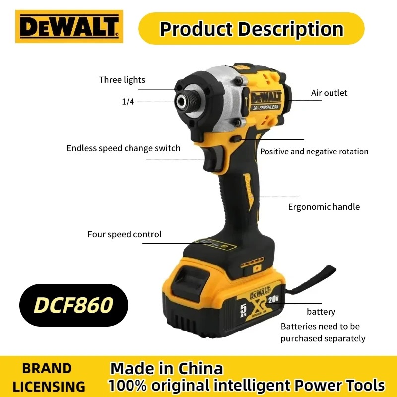 Dewalt DCF860 Taladro eléctrico sin escobillas Destornillador Taladro compacto inalámbrico / Controlador Taladros mejorados recargables Herramientas eléctricas