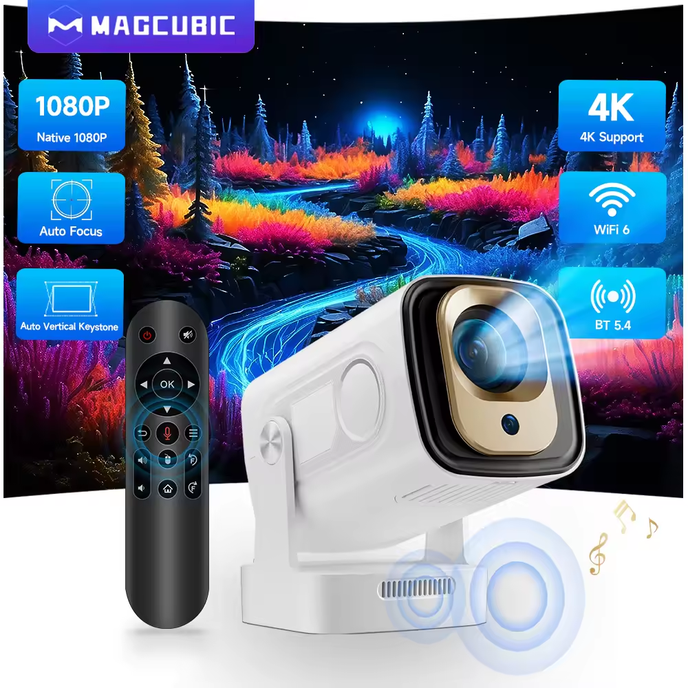 Magcubic HY310 Android 11 proyector 4K nativo 1080P enfoque automático nativo 330ANSI Wifi Dual BT5.4 Air Mouse voz hogar película al aire libre