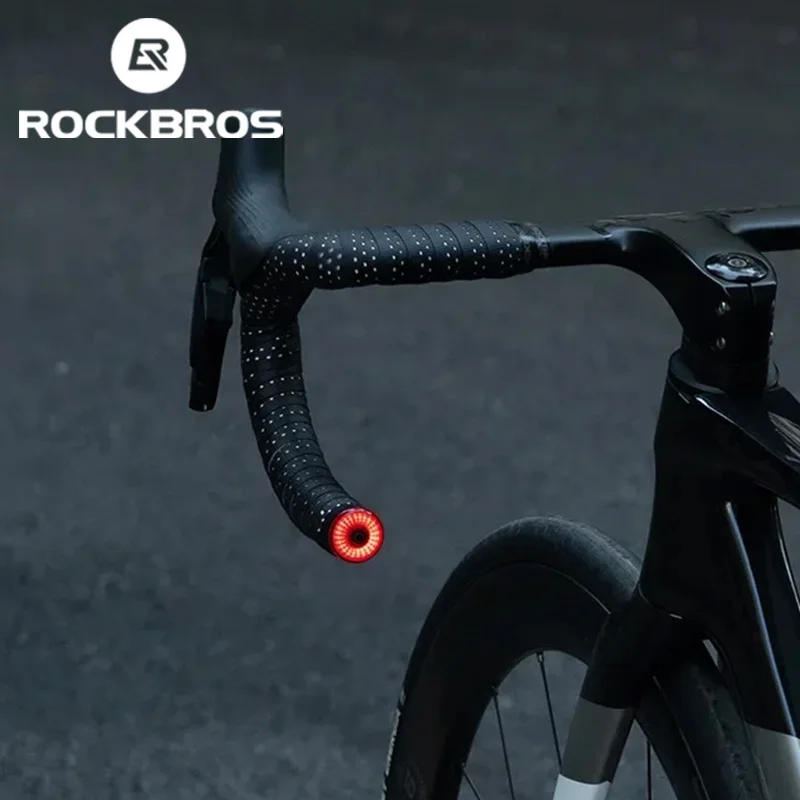 ROCKBROS Торцевые фонари на руль велосипеда IPX6 Задний фонарь для велосипеда 5 режимов Велосипедная лампа Интеллектуальный датчик тормоза Безопасность Ночная езда