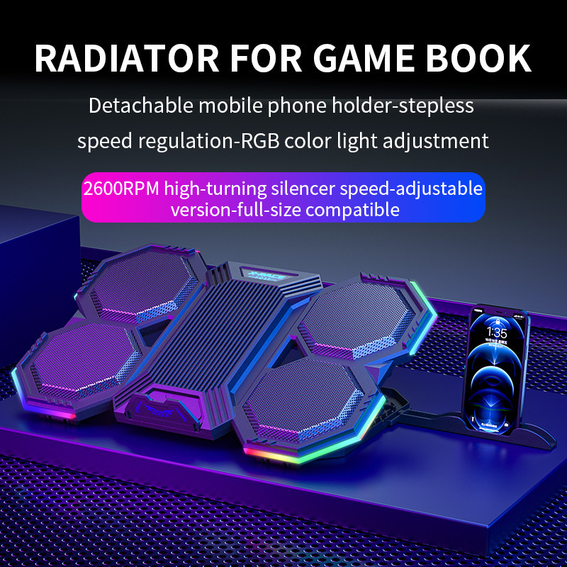 Jomaa RGB Gaming Laptop Stand Luftkühler Notebook Stand halter mit 6 Lüftern Lüfter Basis Anzug für 12-17 Zoll Laptop