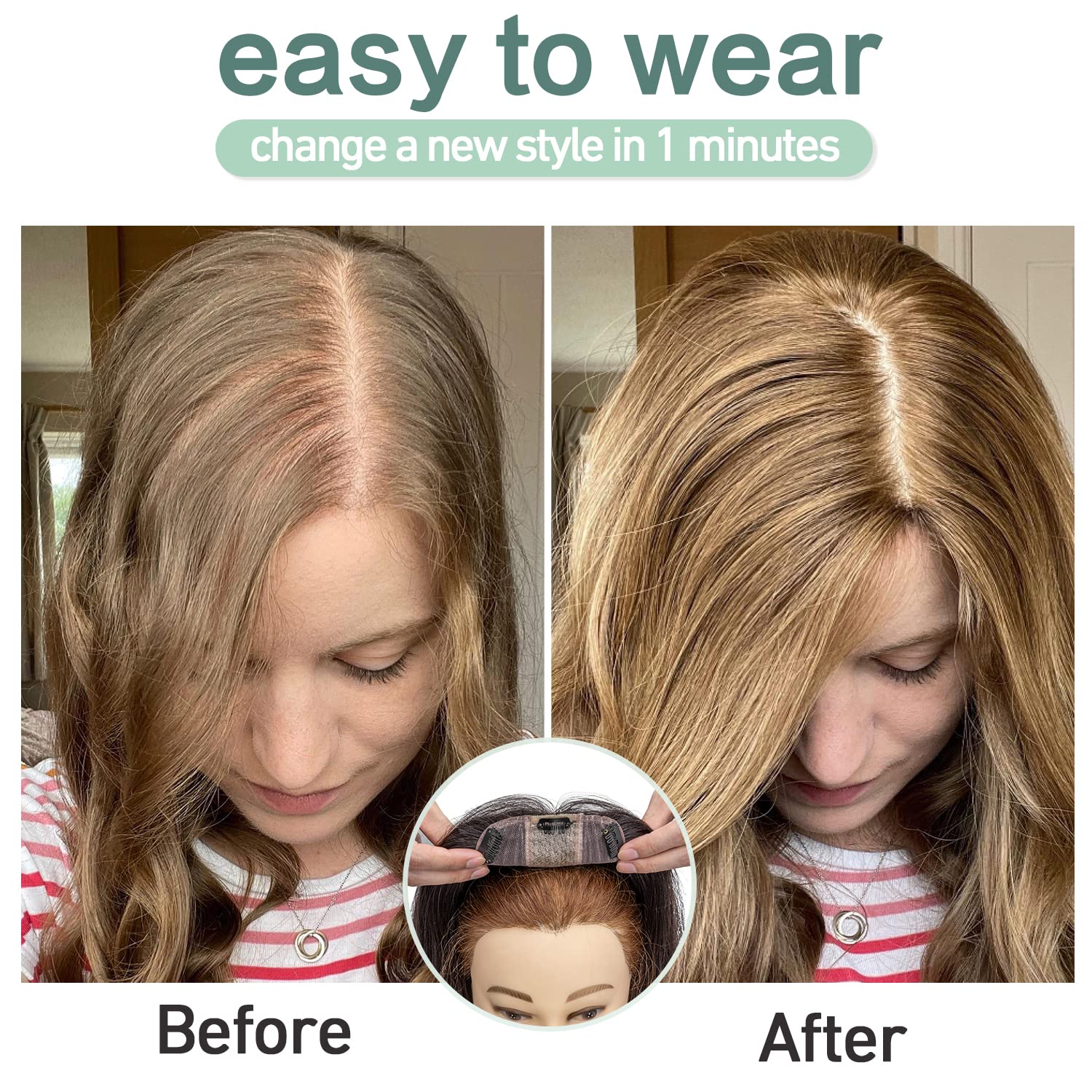 Echthaar Topper Damen Perücke Clip In Haarteil Frauen handgemachte atmungsaktive Haarverschluss natürliche schwarze Haarverlängerungen Frauen