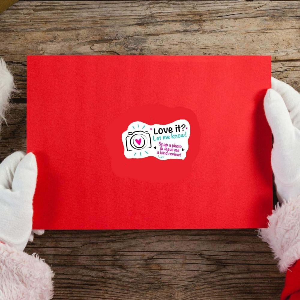 100 個 Love it Let Me Know かわいいカメラデザインステッカー 1.6 インチありがとうステッカーベーカリー手作り中小企業ステッカー