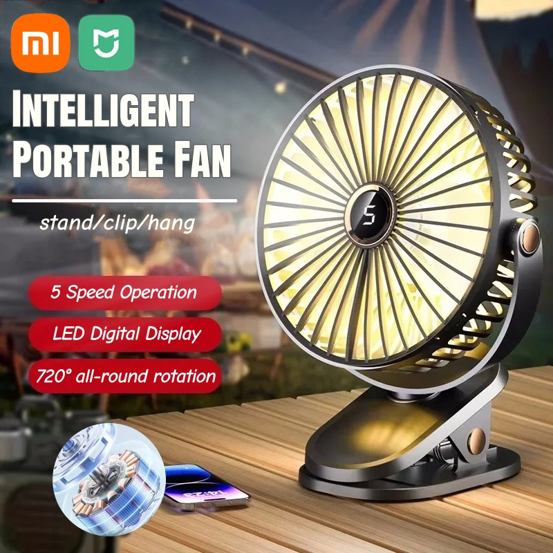 Xiaomi клипсовый вентилятор 5-скоростной тихий перезаряжаемый домашний настольный портативный циркулятор воздуха беспроводной вентилятор со светодиодным дисплеем для лагеря