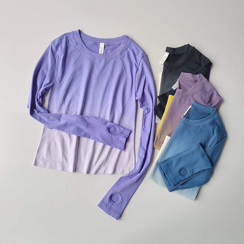 Camiseta deportiva adelgazante Gradual para mujer, traje de Fitness ajustado, Top de secado rápido, traje de Yoga, entrenamiento, ajustado, mangas largas