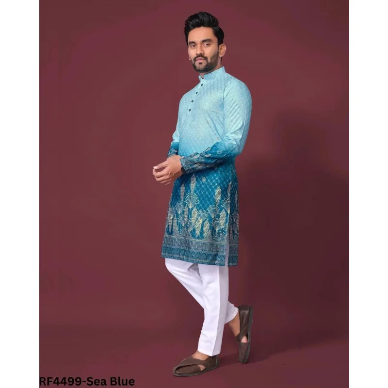 Gola camisa muçulmana roupas masculinas folk kaftan musulman kurta indiano roupas islâmicas nacional impresso camisas de manga longa