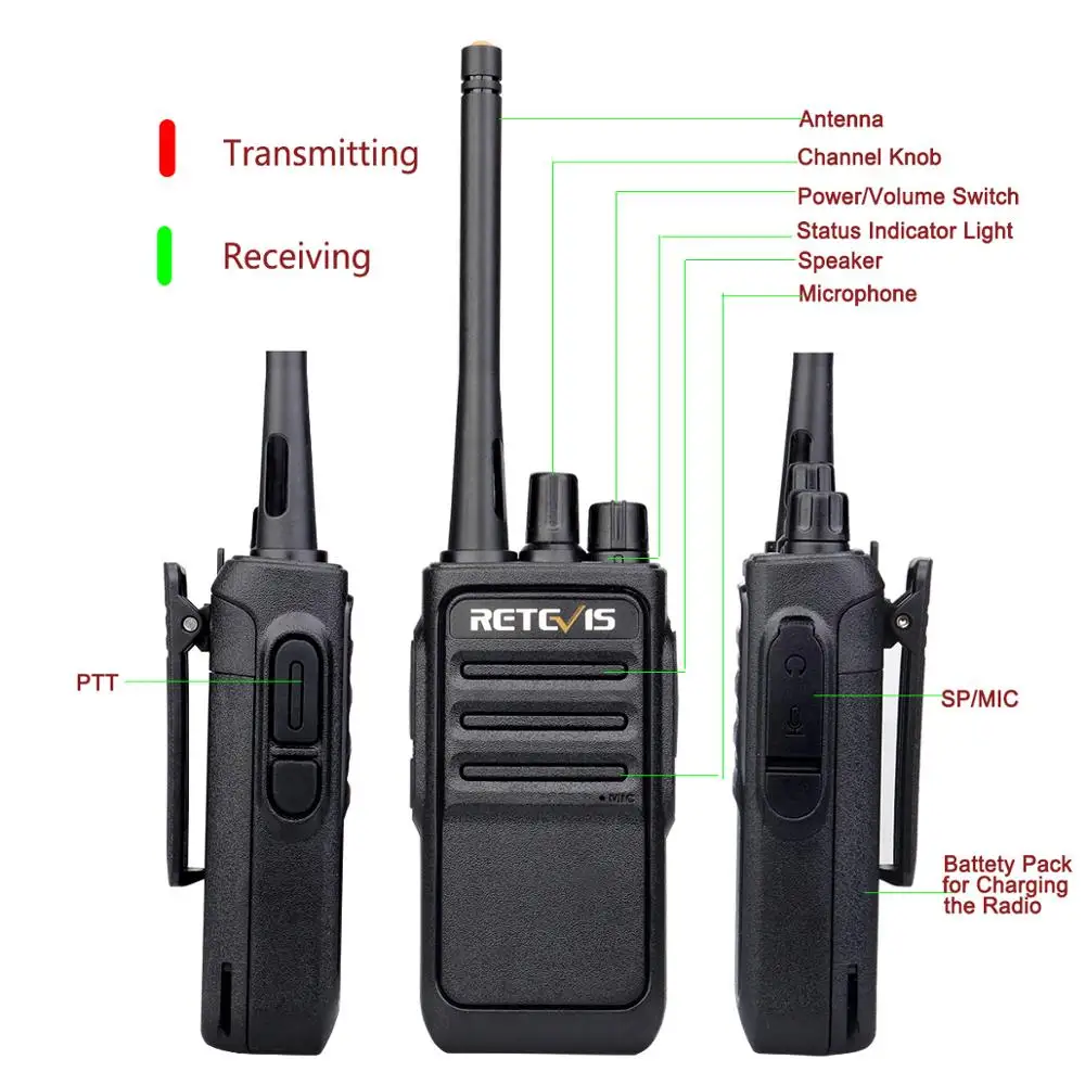 Retevis RT617/RT17 PMR446 FRS VOX-Funktion Handliche Zwei-Wege-Walkie-Talkies mit USB-Ladefunktion für die Funktion zur Funktion