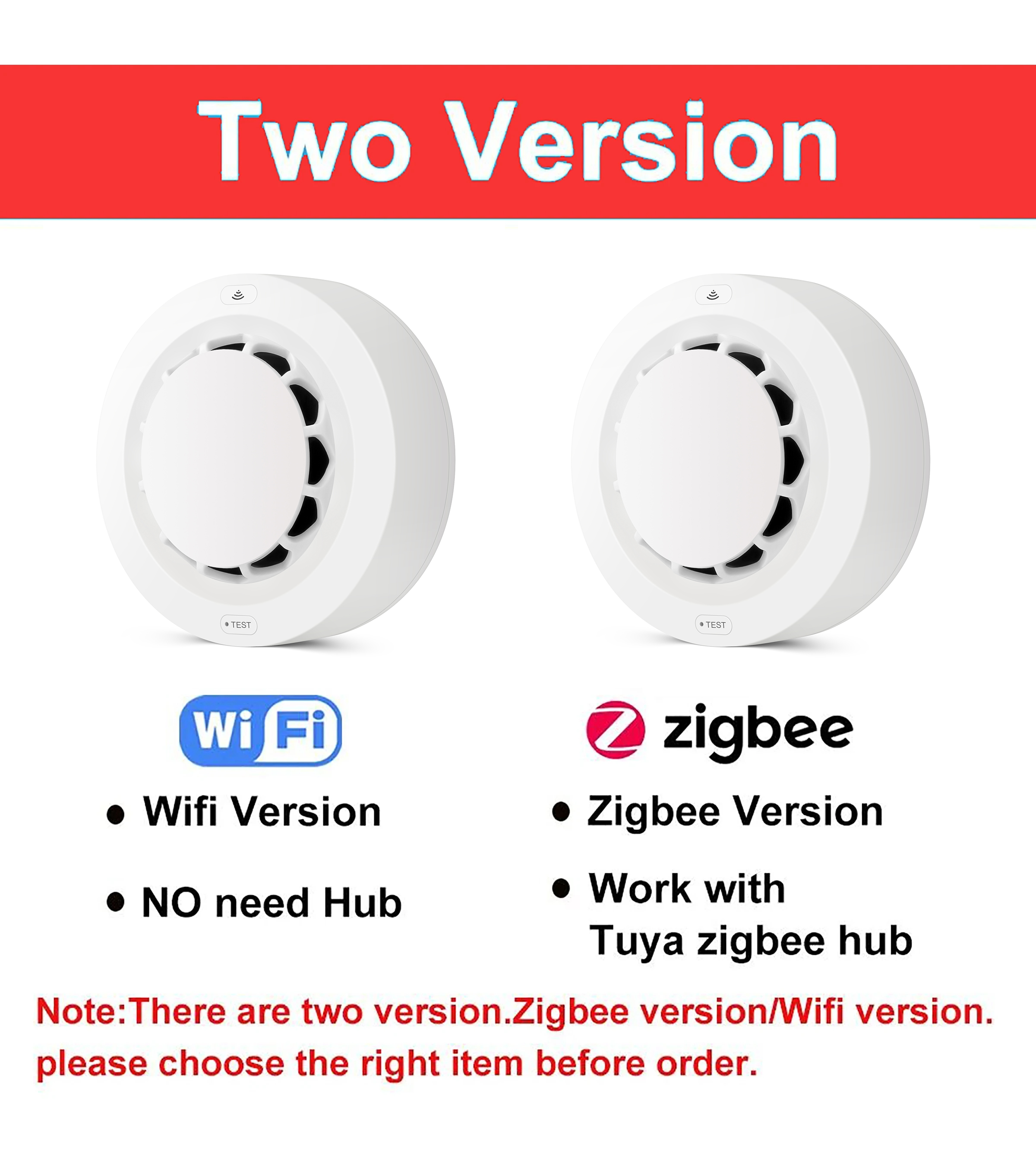 Tuya Wifi or Zigbee Smoke Detector Sensor Wireless Fire Protection Smoke Alarm High Sensitivity Safety Prevention Sensor 80DB