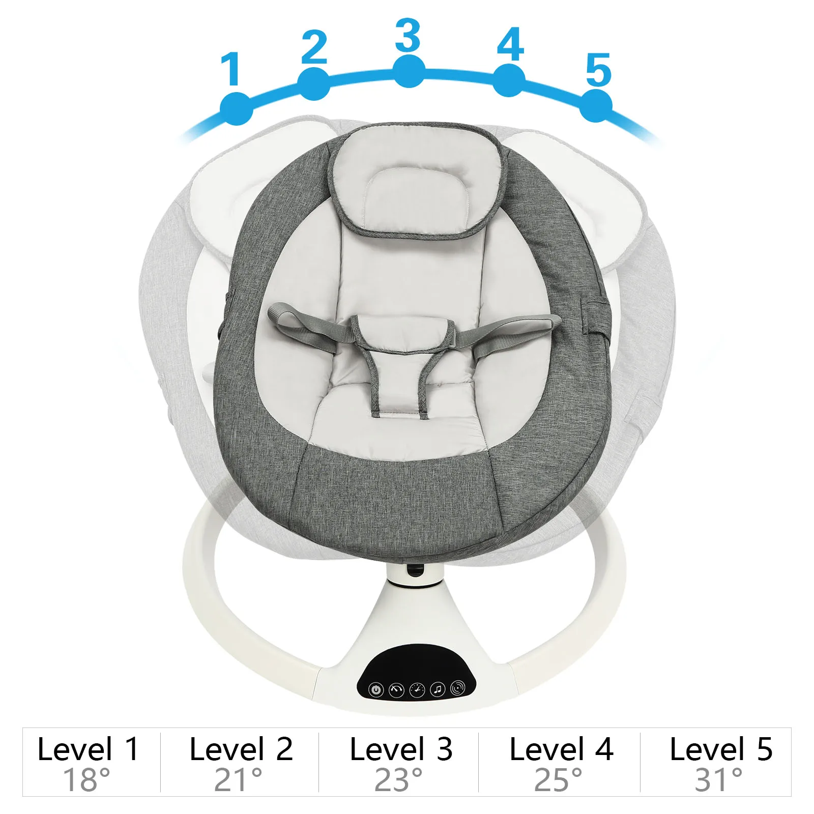 Chaise à bascule électrique pour bébé, videur à bascule pour bébé avec Bluetooth, Version tactile, chaise à bascule pour bébé avec télécommande