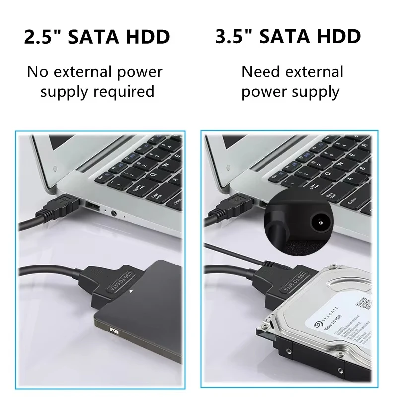 Cable adaptador SATA a USB3.0 para disco duro SSD HDD SATA III de 3,5/2,5 pulgadas, compatible con UASP con adaptador de corriente de 12V