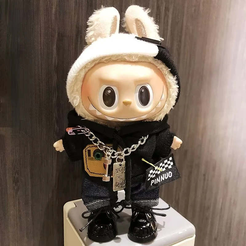 Ropa Mini Labubu de 17cm, Sudadera con capucha de felpa, mono de muñecas Idol, ropa para fanáticos, monos sin accesorios para muñecas para Corea, Kpop Exo
