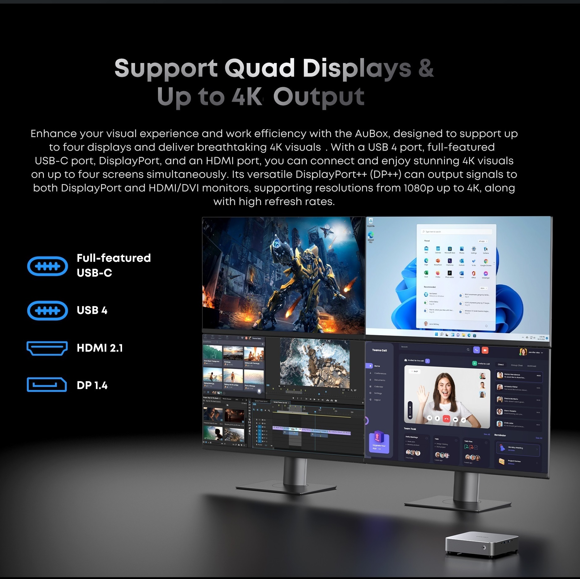 CHUWI Choice AuBox Mini PC AMD Ryzen 7 8745HS 16GB DDR5 512GB SSD Windows 11 Pro 4K Display AI-Link WiFi 6 BT 5.1 Extend M.2