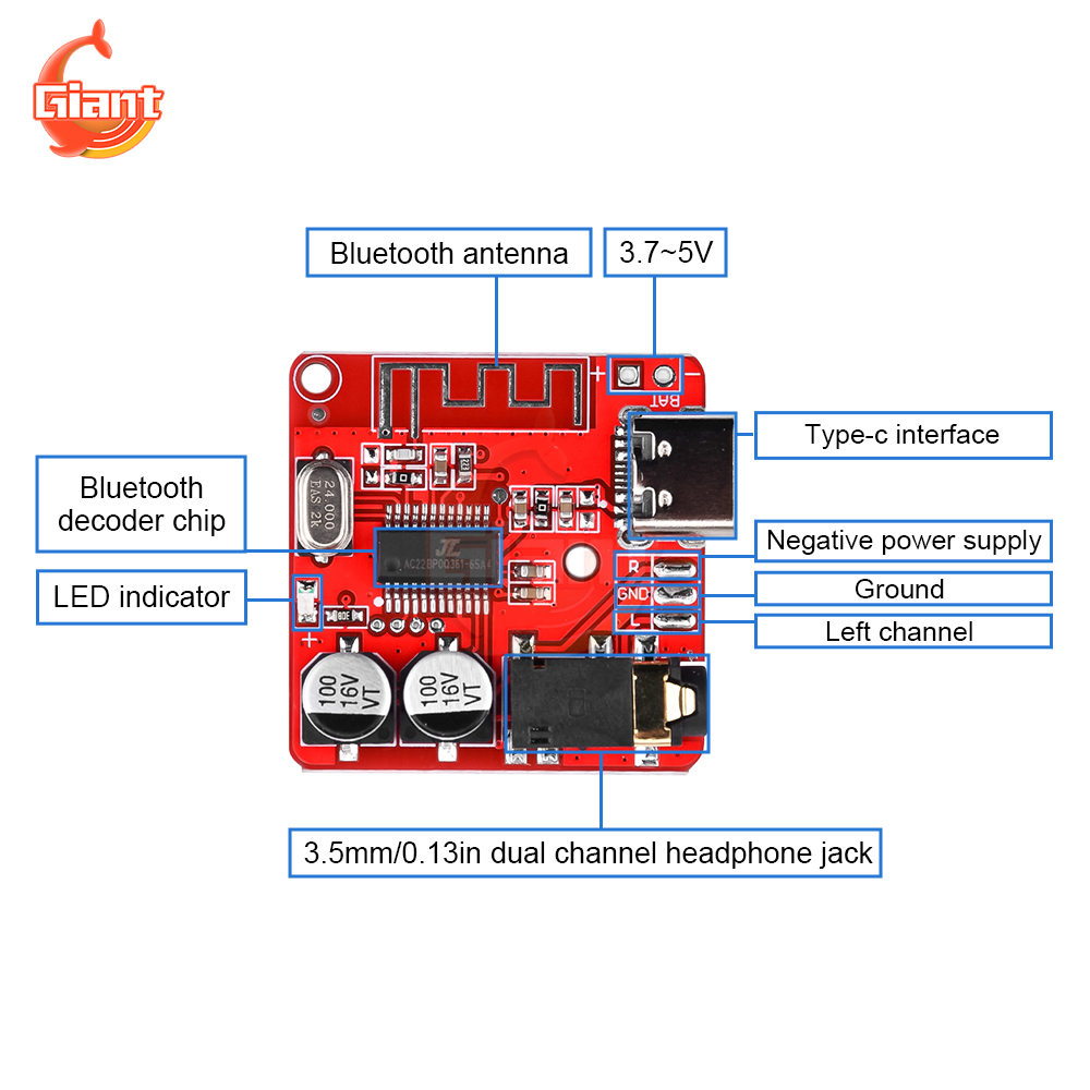 DIY Wireless Bluetooth Audio Receiver Board BT5.1 MP3 WAV Decoding Board Speaker Amplifier Moudle For A2DP/AVCTP/AVDTP AVRCP/HFP