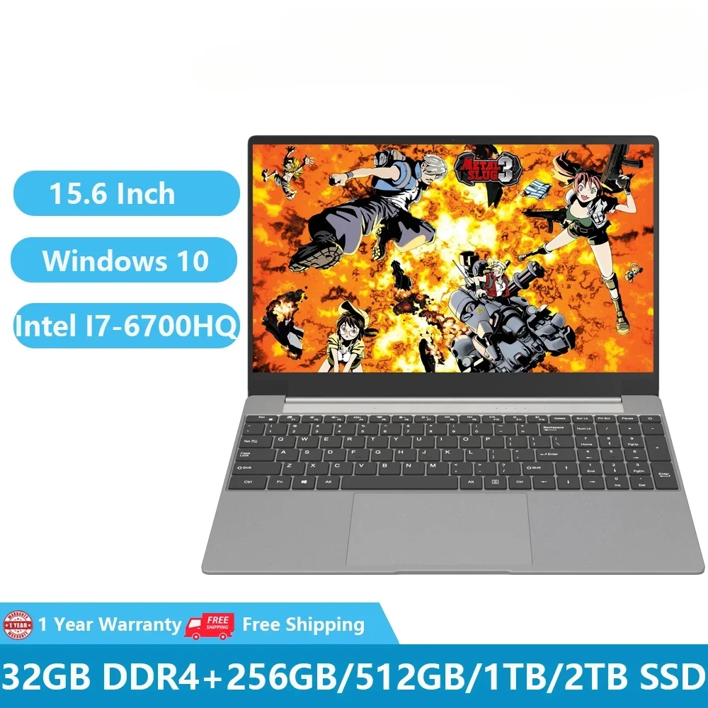 Laptops Cheap I7 Core Office PC Business Notebooks Win10 15.6 inch Intel I7-6700HQ 32GB RAM +1TB WiFi Netbook ultrabook RJ45 Lan