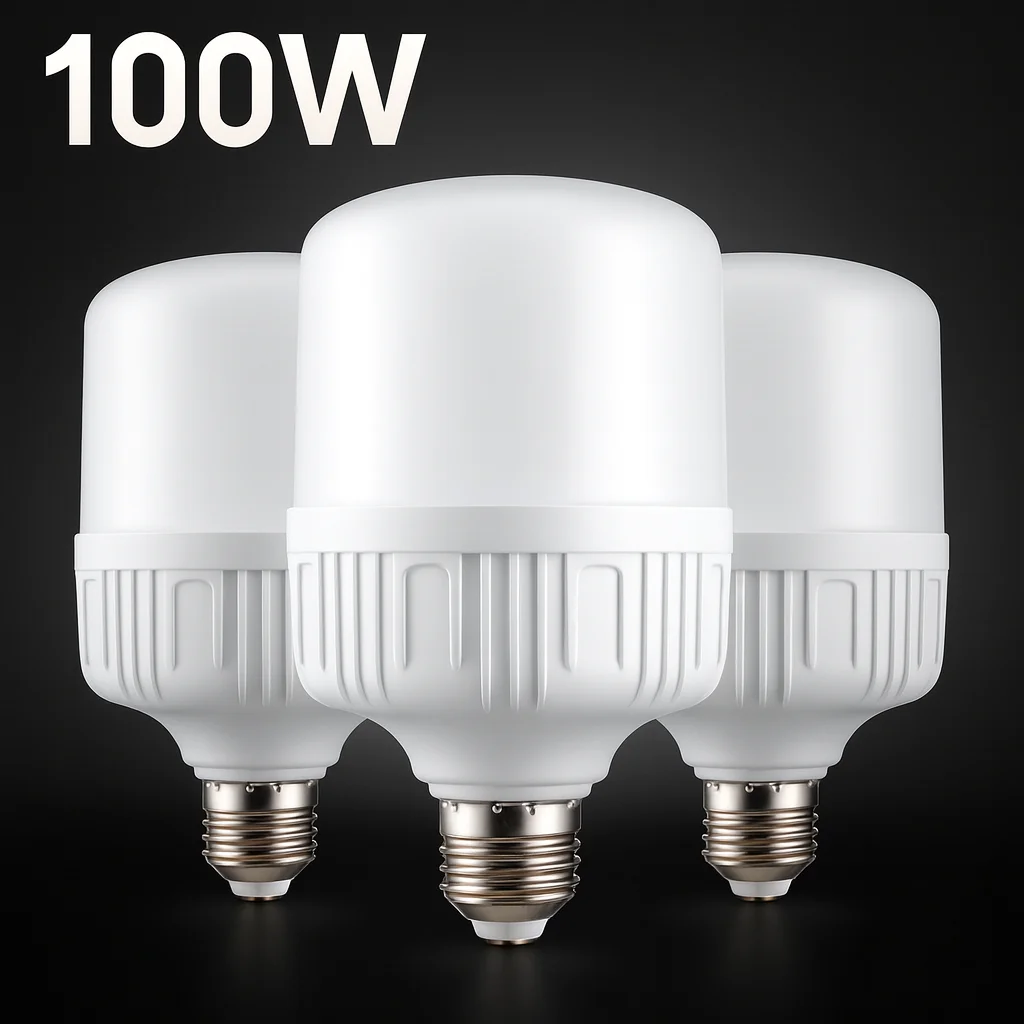 100W E27 หลอดไฟ LED 220V ไม่มีการสั่นไหวความสว่างสูงแสงสีขาวป้องกันดวงตาหลอดไฟประหยัดพลังงานการออกแบบการกระจายความร้อนสูง