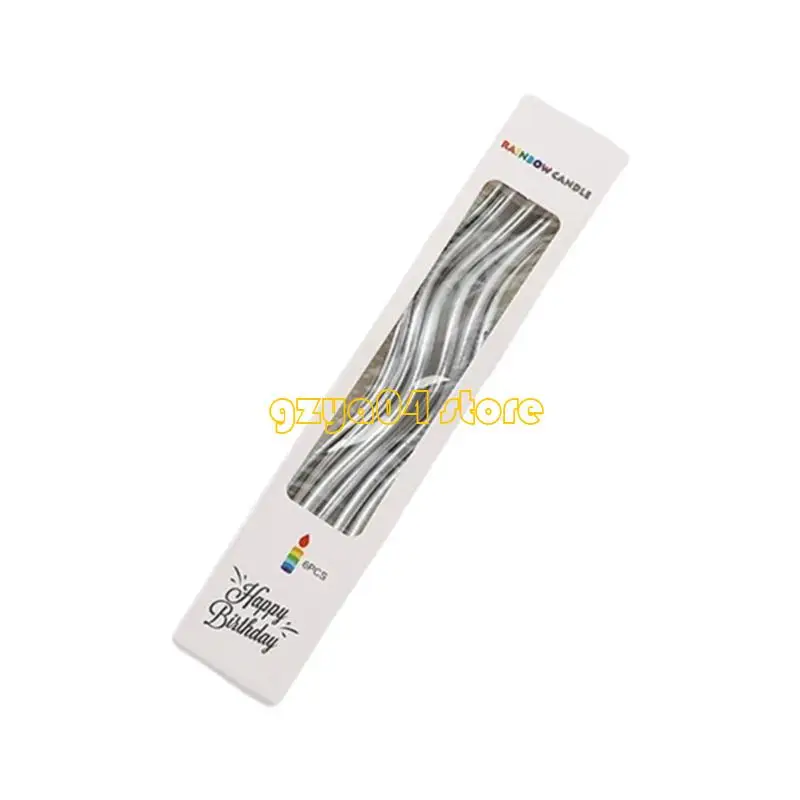 K3KD 6pcs Multiguna Curved Multicolor berlapis ornamen lilin