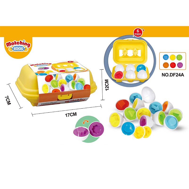 6-teiliges intelligentes Eier-Puzzle-Spielzeug für Kinder, frühe Bildung, erkennt Farbe, Form, passendes Puzzle, 3D-Ei, Montessori, Mathematik