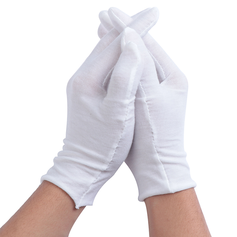 Guantes Blancos de algodón puro, protección para el trabajo, etiqueta de papelería, paño para el sudor
