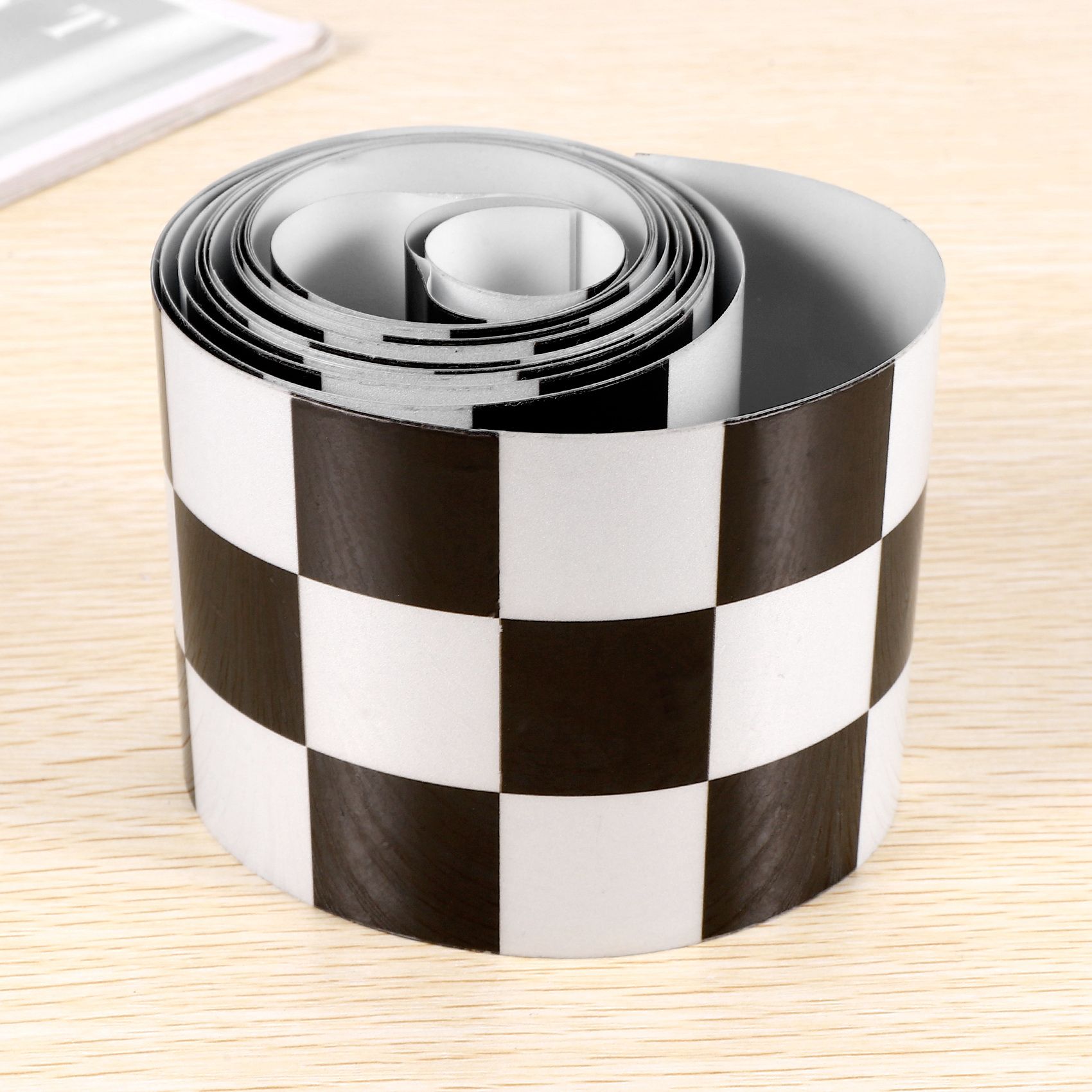 Fita decalque quadriculada para carro, motocicleta e moto tanque adesivo, preto e branco, 3 em