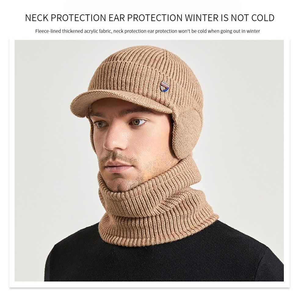 Winter Warm Gehoorbescherming Pullover Gebreide Muts Muts Sjaal Set Met Fluwelen Muts Buitensporten Fietsen Skiën Hardlopen Mannen Vrouwen